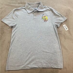 SpongeBob Golf Polo Shirt Men’s Small Gray Nickelodeon Embroidered Casual